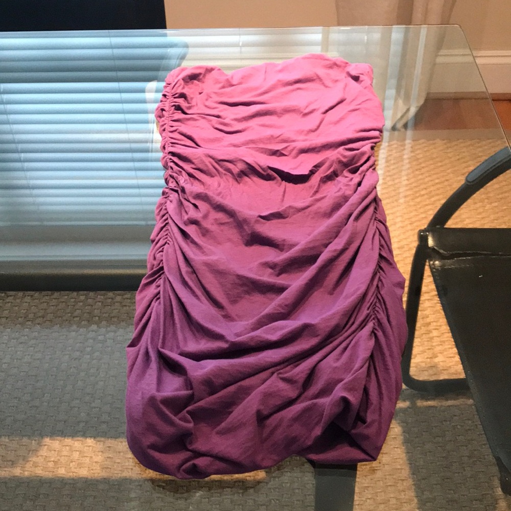 Purple strapless dress